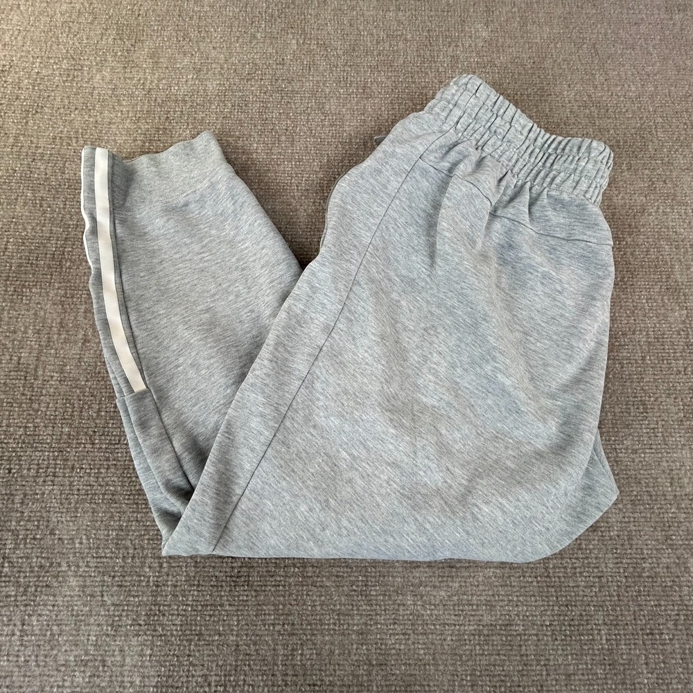 Adidas Essentials 3-Stripes Pants Womens Small Heather Gray Cotton Elastic Waist